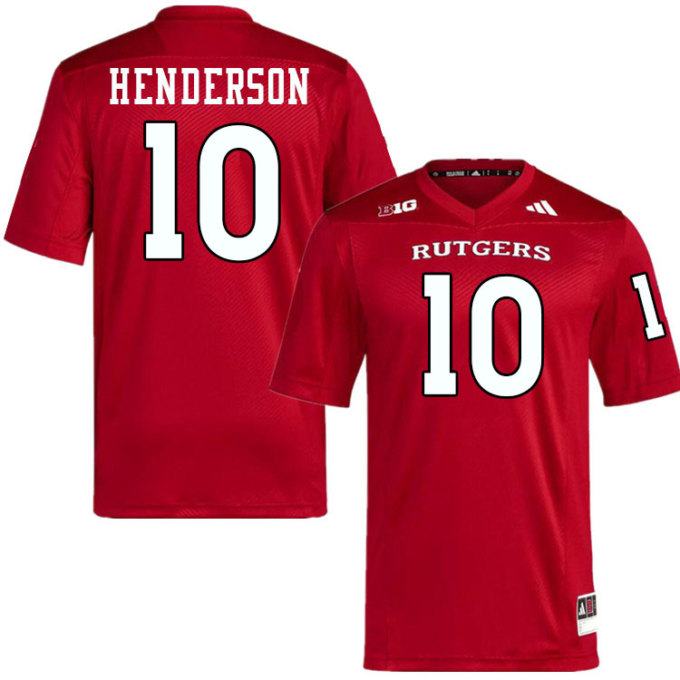 Rutgers Scarlet Knights #10 Jacobie Henderson College Football Jerseys Stitched-Scarlet